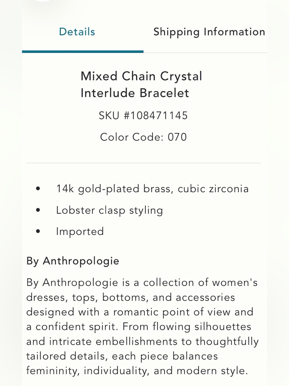 Anthropologie Mixed Chain Crystal Interlude Bracelet | Gold Clear | NWT - Picture 5 of 8